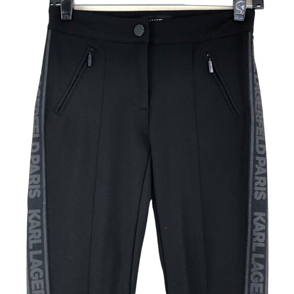 Karl Lagerfeld Womens Size 0 Logo Taping Compression Pant Stretch Black - Picture 2 of 13